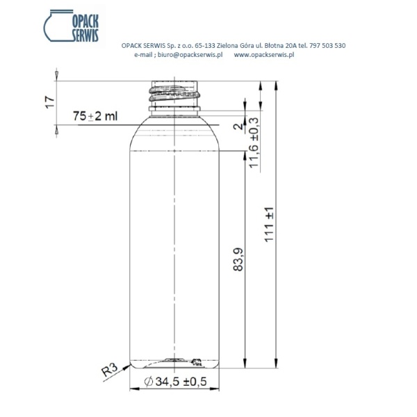 Butelka OS-BK-75-20.410-BR75 75 ml