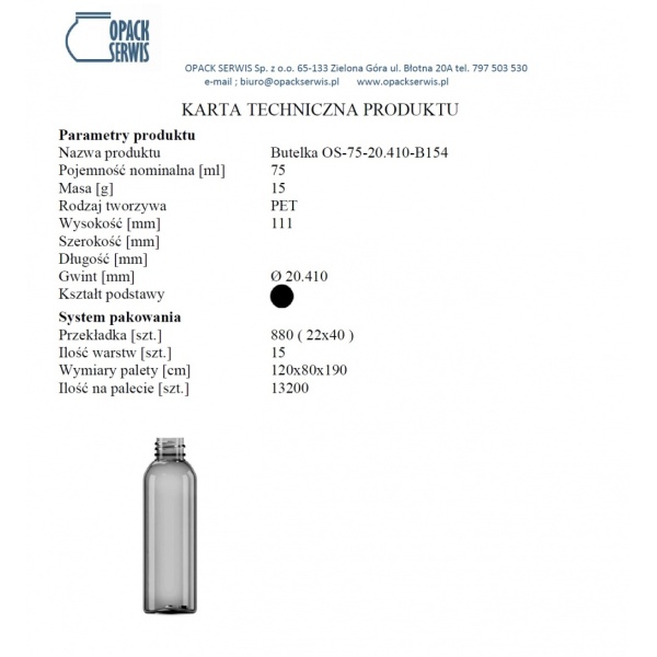 Butelka OS-BK-75-20.410-BR75 75 ml