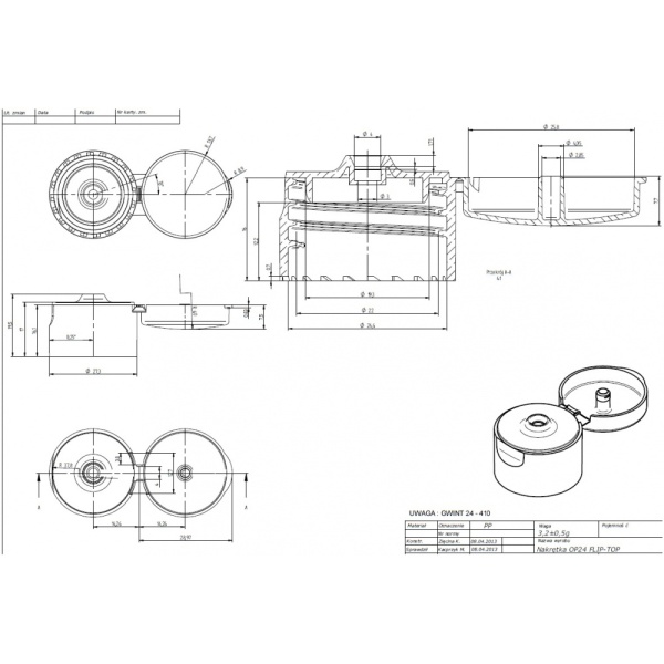 Nakrętka flip top OSG22
